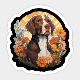 German Shorthaired Pointer  Dog Vintage Floral Sticker